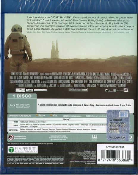 Ad Astra (Blu-ray) di James Gray - Blu-ray - 2