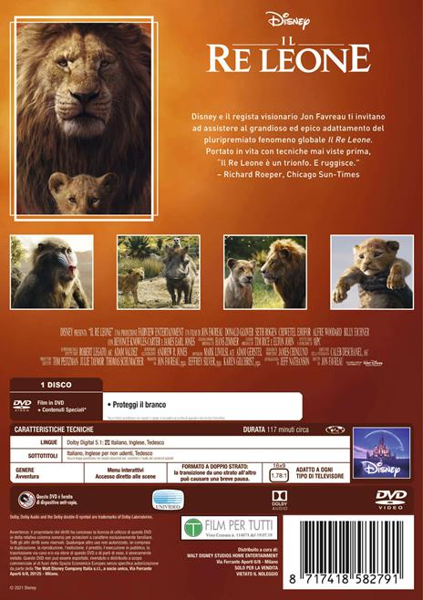 Il Re Leone Live Action. Repack 2021 (DVD) di Jon Favreau - DVD - 2