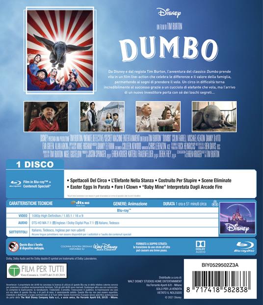 Dumbo Live Action. Repack 2021 (Blu-ray) di Tim Burton - Blu-ray - 2