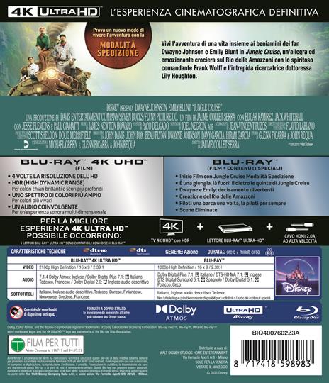Jungle Cruise (Blu-ray + Blu-ray Ultra HD 4K) di Jaume Collet-Serra - Blu-ray + Blu-ray Ultra HD 4K - 2