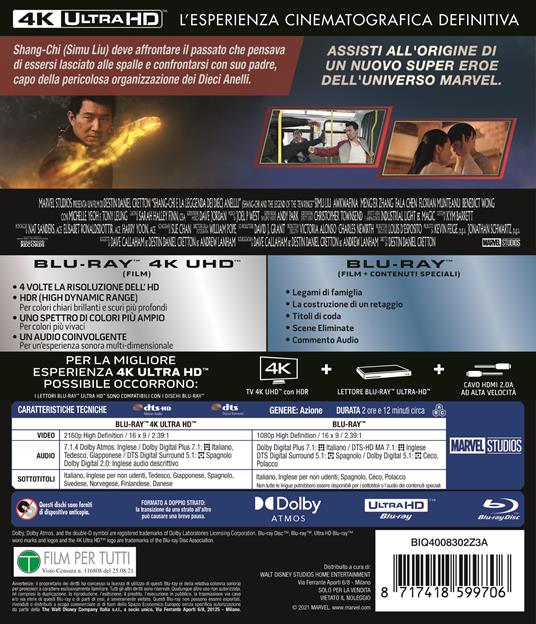 Shang-Chi e la leggenda dei Dieci Anelli (Blu-ray + Blu-ray Ultra HD 4K) di Destin Daniel Cretton - Blu-ray + Blu-ray Ultra HD 4K - 2