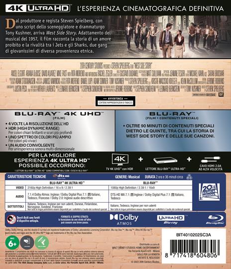 West Side Story (Blu-ray + Blu-ray Ultra HD 4K) di Steven Spielberg - Blu-ray + Blu-ray Ultra HD 4K - 2