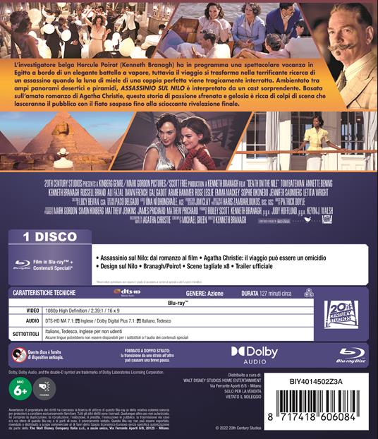 Assassinio sul Nilo (Blu-ray) di Kenneth Branagh - Blu-ray - 2