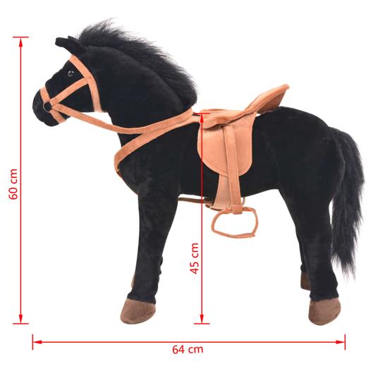 vidaXL Cavallo in Piedi Giocattolo Peluche Nero - 4