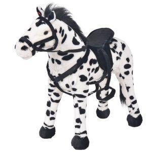 vidaXL Giocattolo Cavallo di Peluche Nero e Bianco XXL