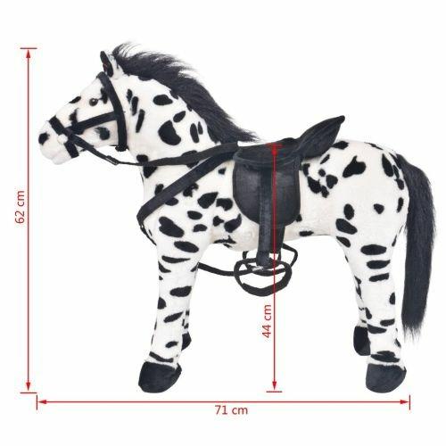 vidaXL Giocattolo Cavallo di Peluche Nero e Bianco XXL - 3