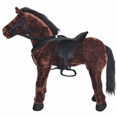 vidaXL Cavallo in Peluche in Piedi Marrone Scuro XXL - 3