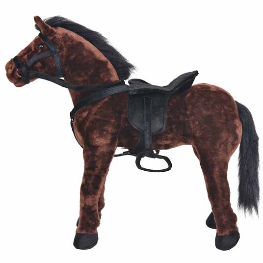 vidaXL Cavallo in Peluche in Piedi Marrone Scuro XXL - 3
