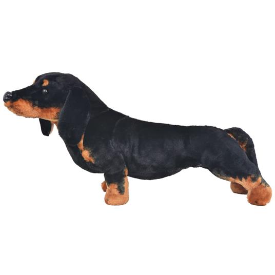 vidaXL Cane Bassotto in Peluche in Piedi Nero XXL - 3