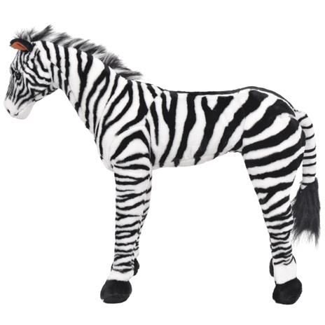 vidaXL Zebra in Peluche in Piedi Nera e Bianca XXL - 3