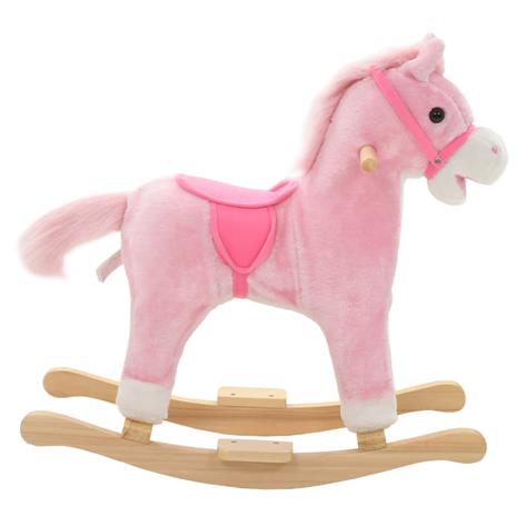 vidaXL Cavallo a Dondolo in Peluche 65x32x58 cm Rosa - 3