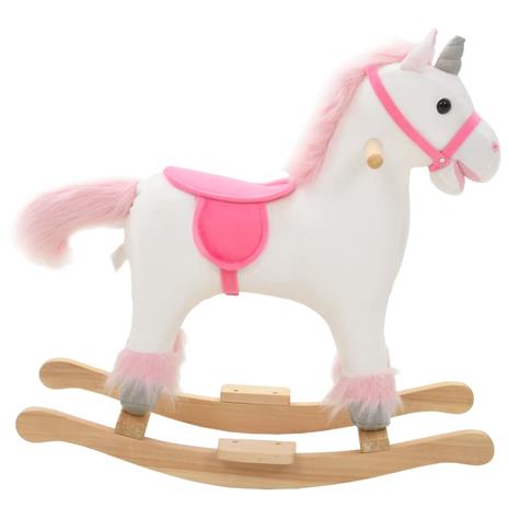 vidaXL Unicorno a Dondolo in Peluche 65x32x58 cm Bianco e Rosa - 3