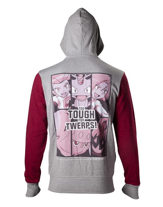 Felpa Con Cappuccio Tg. S Pokemon. Too Tough For Twerps Zipper Grey