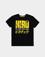 T-Shirt Unisex Tg. XL. Pokemon: Olympics - Pika Hero Black 100% Cotton