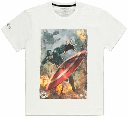 T-Shirt Unisex Tg. M Avengers Captain America White