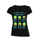 T-Shirt Donna Tg. M Rick & Morty. Many Moods Of Morty Black