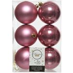 6 Palline Di Natale 8 Cm Color Rosa Velluto Opaco/lucido Addobbi Decoro Albero