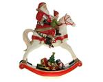 Babbo Natale Con Bambino Su Cavallo A Dondolo 29X11X34Cm Decorazioni Addobbi Natale