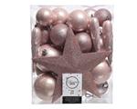 33 Palline Di Natale+Puntale Rosa Cipria Assortite Albero Di Natale Addobbi Decorazioni