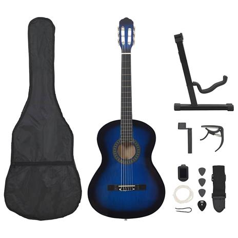 vidaXL Set Chitarra Classica per Principianti 12 pz Blu 4/4 39