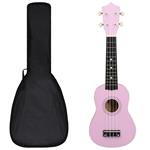 vidaXL Set Ukulele Soprano con Borsa per Bambini Rosa 21