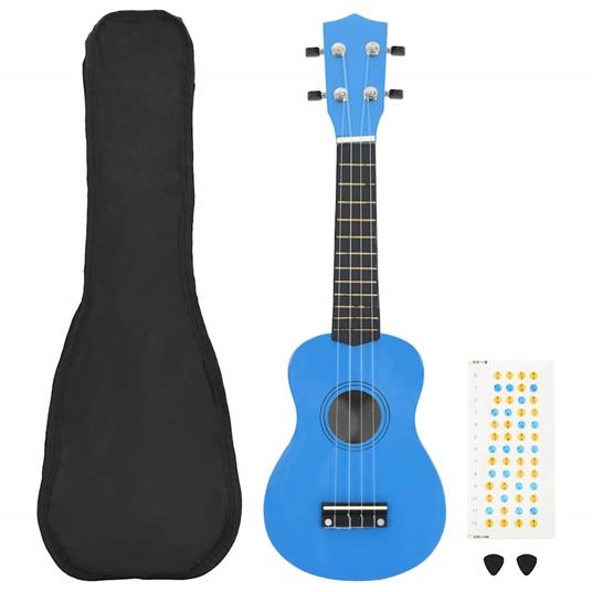 vidaXL Set Ukulele Soprano con Borsa per Bambini Blu 21