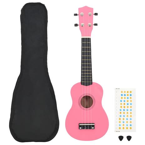 vidaXL Set Ukulele Soprano con Borsa per Bambini Rosa 23