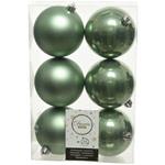 6 Palline Di Natale 8cm Verde Salvia Opaco/lucido Addobbi Decoro Albero