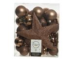 33 Palline Di Natale 8Cm+Puntale Marrone Albero Di Natale Addobbi Decorazione