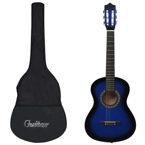 vidaXL Chitarra Classica Principianti e Bambini e Custodia Blu 1/2 34