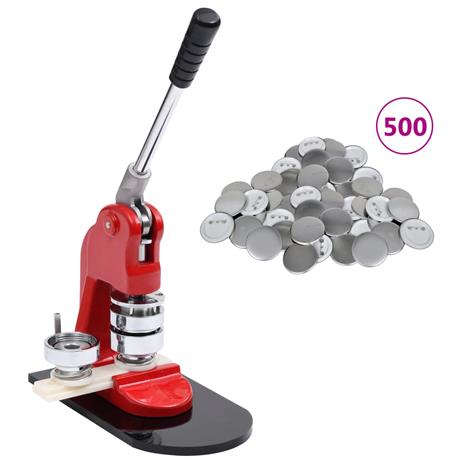 vidaXL Macchina per Badge con 500 pz Parti Bottoni 44 mm
