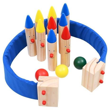 vidaXL Gioco di Bowling Multicolore in Legno Massello di Pino - 2