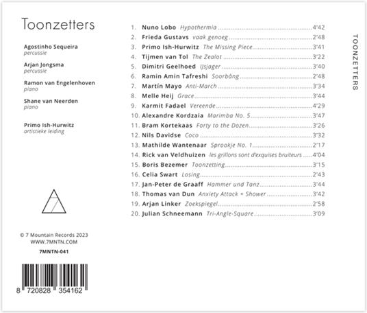 Toonzetters - CD Audio di Agostinho & Arjan Jongsma Sequiera - 2