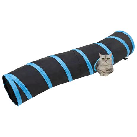 vidaXL Tunnel per Gatti a S Nero e Blu 122 cm Poliestere - 2