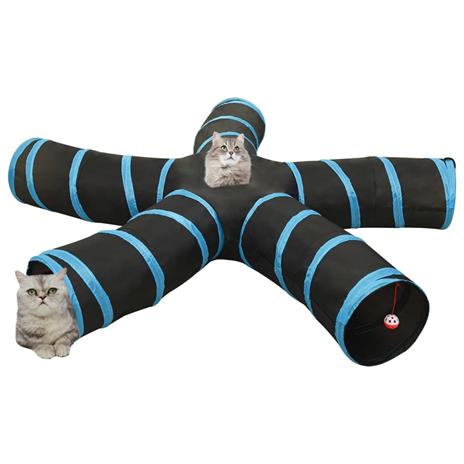 vidaXL Tunnel per Gatti a 5 Vie Nero e Blu 25 cm in Poliestere - 2