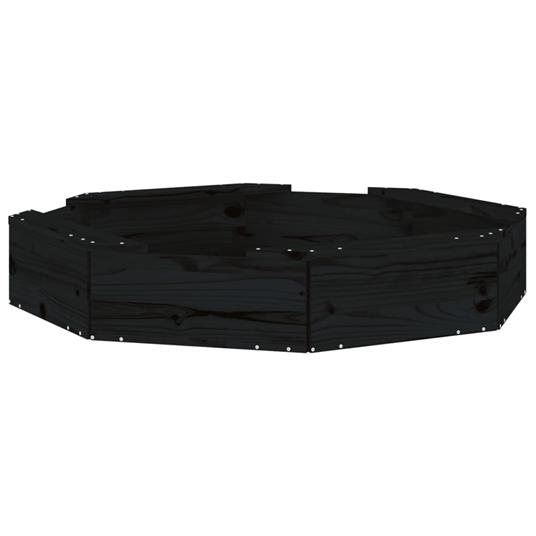 vidaXL Sabbiera con Sedute Nera Ottagonale in Legno Massello di Pino - 2