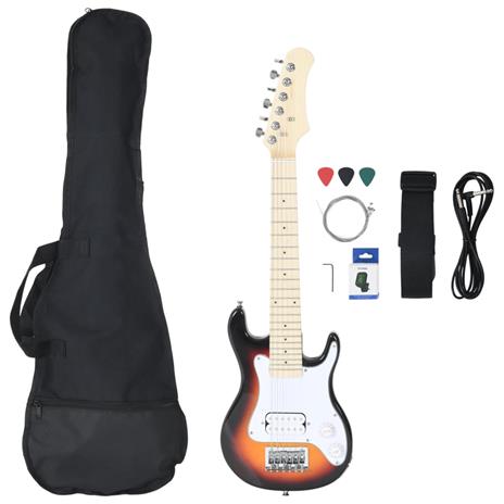 vidaXL Chitarra Elettrica Bambini con Custodia Marrone Bianca 3/4 30 - 2