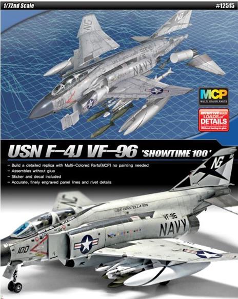 Usn F-4J Vf-96 Showtime 100 Fighter Plastic Kit 1:72 Model Acd12515