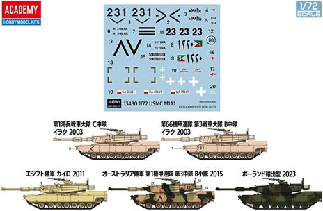 USMC M1A1 decal per 5 versioni - 2