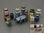 Milk Cans W/small Cart Diorama Accessory Plastic Kit 1:35 Model MIN35580