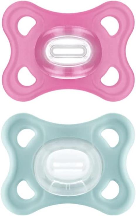 MAM Comfort Ciuccio in Set da 2, 100% Silicone, con Custodia Porta Ciuccio, 2-6 mesi, blu e grigio-verde - 6