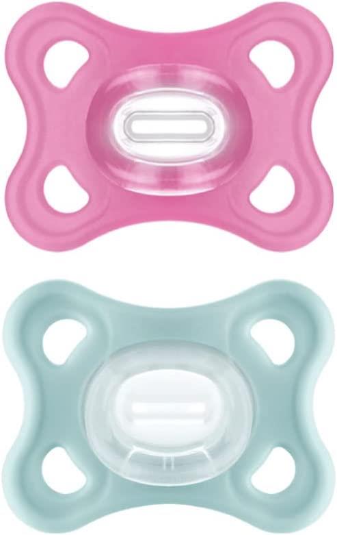 MAM Comfort Ciuccio in Set da 2, 100% Silicone, con Custodia Porta Ciuccio, 2-6 mesi, blu e grigio-verde - 6
