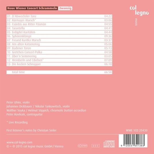 Zwanzig - CD Audio di Neue Wiener Concert Schrammeln - 2