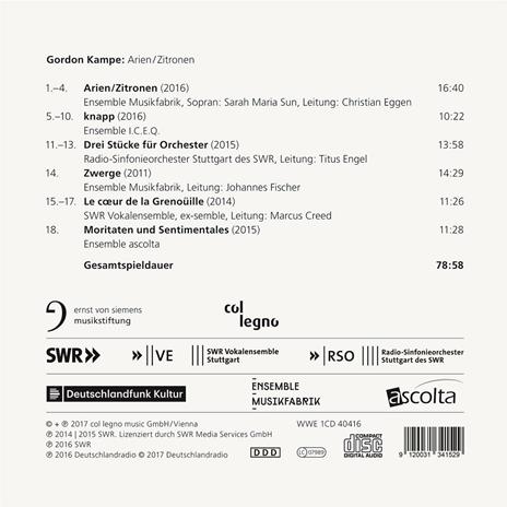 Arien - Zitronen - CD Audio di Gordon Kampe - 2