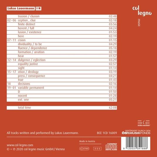 I N - CD Audio di Lukas Lauermann - 2