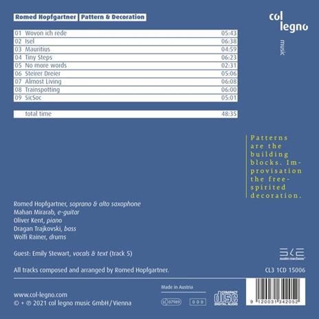 Pattern & Decoration - CD Audio di Romed Hopfgartner - 2