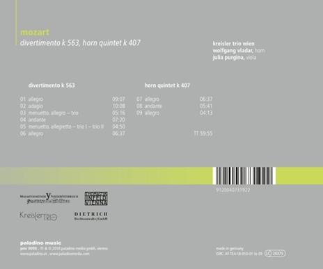 Divertimento K563 / Hornquintett K407 - CD Audio di Wolfgang Amadeus Mozart - 2