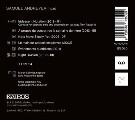Iridescent Notation - CD Audio di Samuel Andreyev - 2