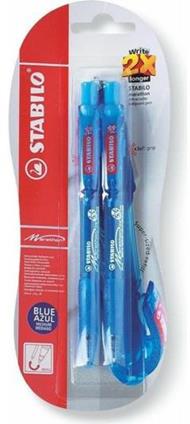 Penna a sfera a scatto - STABILO marathon - Pack da 2 - Blu