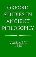 Oxford Studies in Ancient Philosophy: Volume VI: 1988 - cover